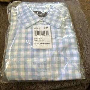 Boys dress shirt NWT light blue checkered button down